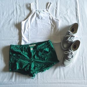 Bullhead green shorts.
