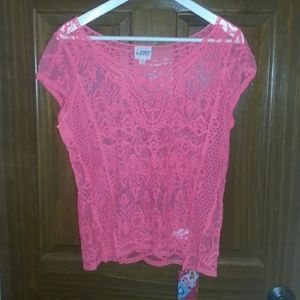 Hot pink lace shirt