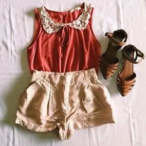 Coral blouse.