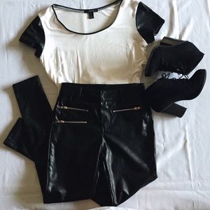 Pleather high waisted pants.