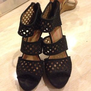Miss Sixty Black Suede Sandal Heels size 6.5.