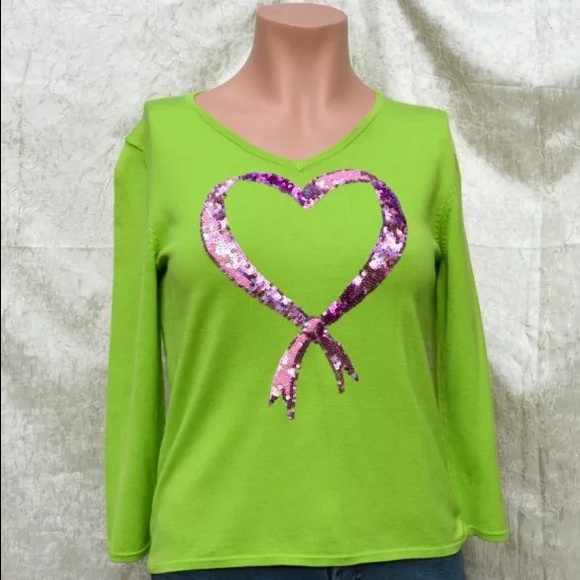NEW Michael Simon HEART, LOVE Sequin Sweater - Picture 2 of 4