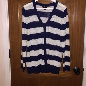 Navy and white striped cardigan