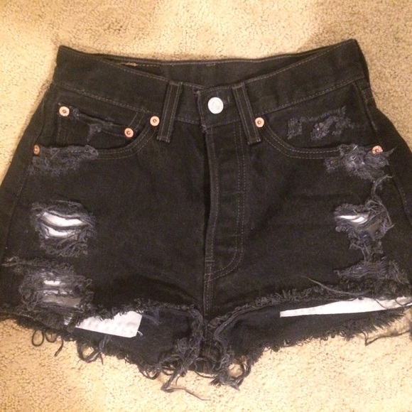 Levi's high waisted black denim shorts
