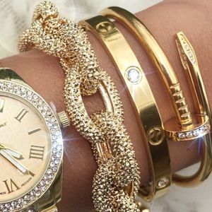 18kt/Gold Titanium Steel Screw Bracelet