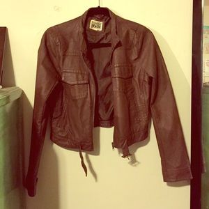 Chocolate Brown converse leather jacket