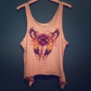 Tank top with feather design