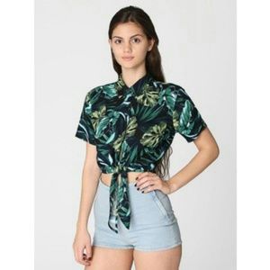 American Apparel Jungle print tie-up blouse