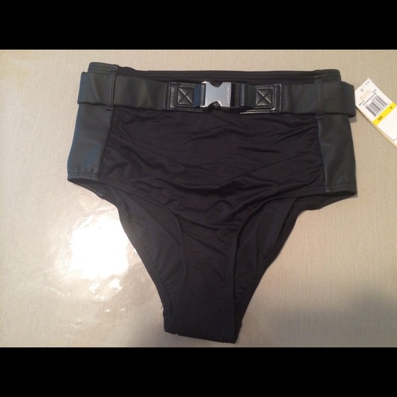Michael Kors Retro High Waist Black Swim Bottom