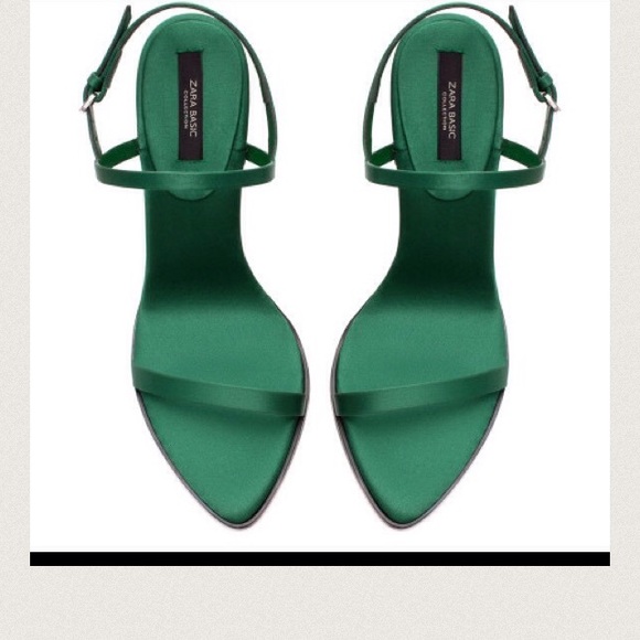 Zara satin green sandals