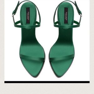 Zara satin green sandals