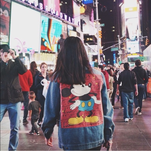 forever 21 mickey mouse denim jacket