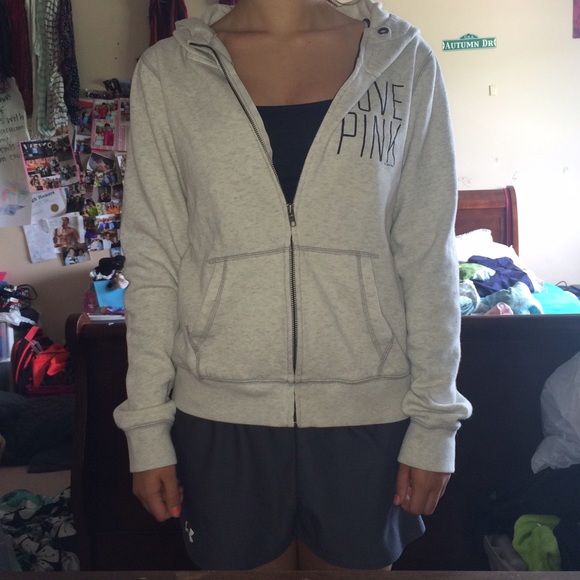 PINK hoodie, light grey - Picture 2 of 2