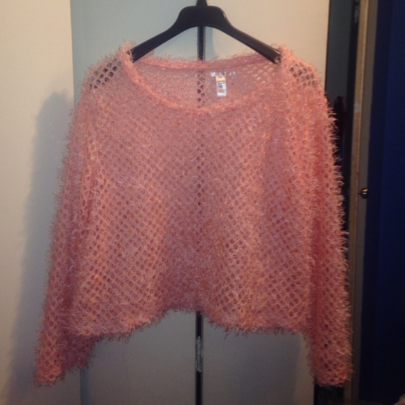Tops - Peach fuzzy c-thru top.