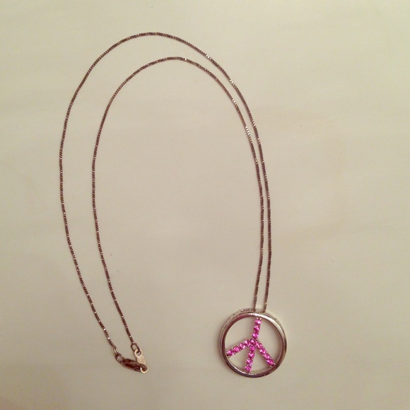 Peace sign gem necklace