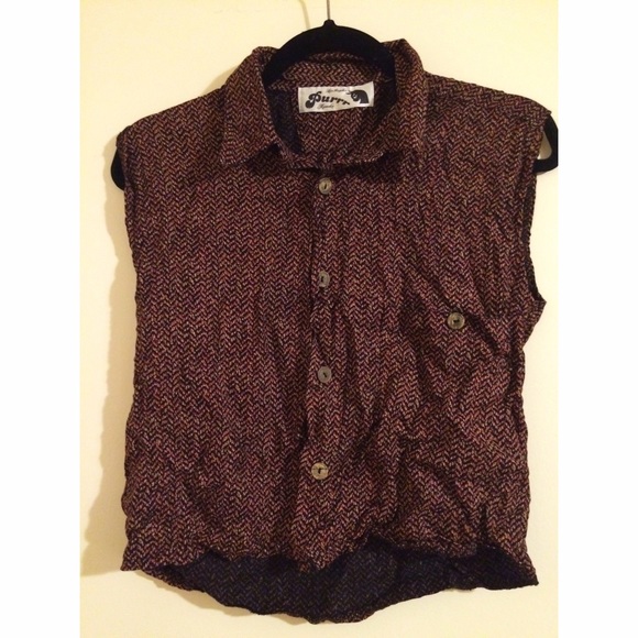 Collared button up crop top