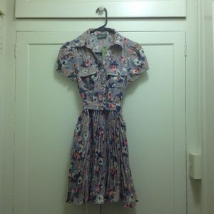 Collared floral button up dress