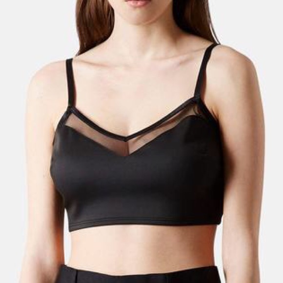 Topshop Black Petite Mesh Panel Bralette
