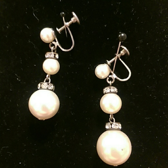 Vintage pearl & diamond earrings.