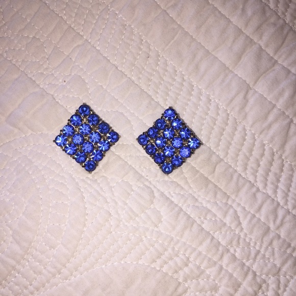 Vintage Square Blue Stone Earrings
