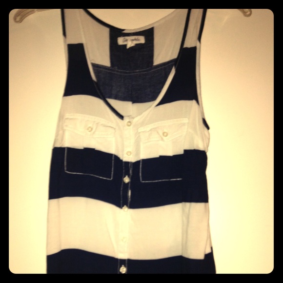 Navy and white stripe tank