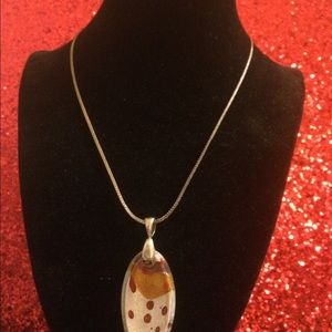 Glass pendent s. silver hoop