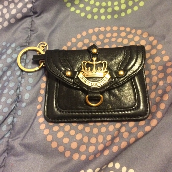 Juicy Couture black leather keychain wallet