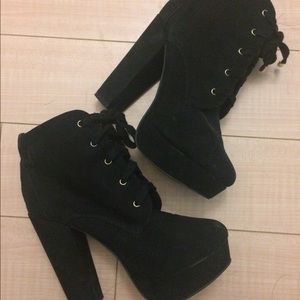 Black suede booties