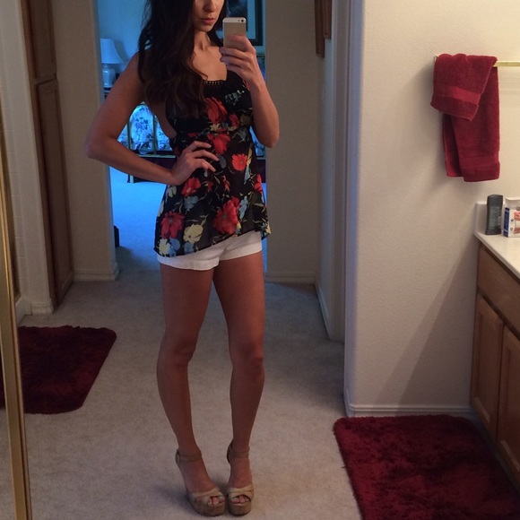 (4 for $40) black shirt with colored floral