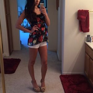 (4 for $40) black shirt with colored floral