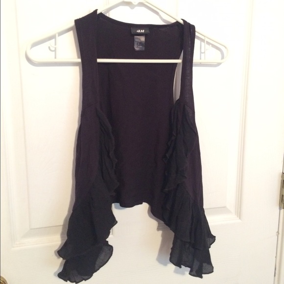 (4 for $40) Boho h&m black ruffled vest