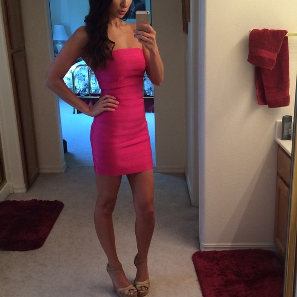 (4 for $40) Hot pink tube top short dress
