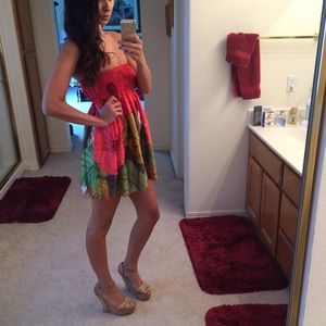 (4 for $40) Floral pink tube top short dress