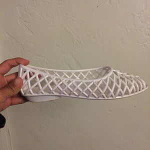 AA White Flat Lattice Jelly Sandal