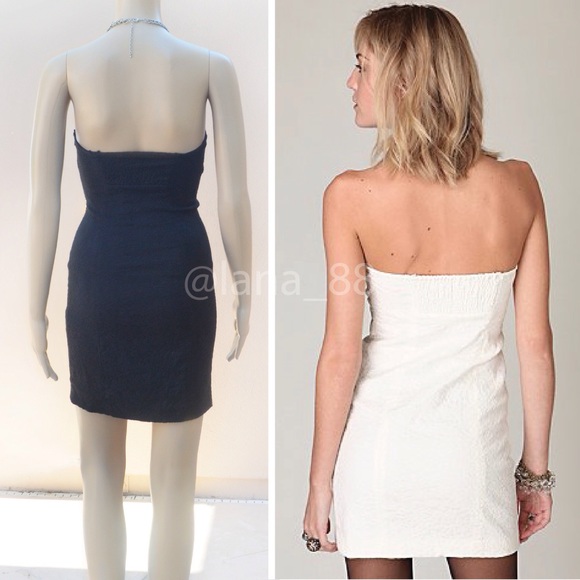 FREE PEOPLE Black Floral Pattern Snowy Garden Strapless Tube Mini Dress Size 0/2 - Picture 4 of 4