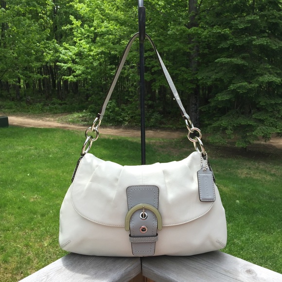 Coach Handbags - COACH White All LEATHER Two-Section Bag
