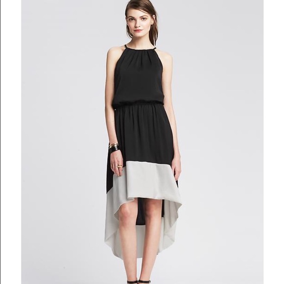 Banana republic dress colorblock patio black white