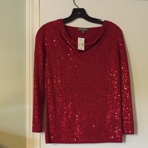 NWT!! Red sparkle long sleeve top