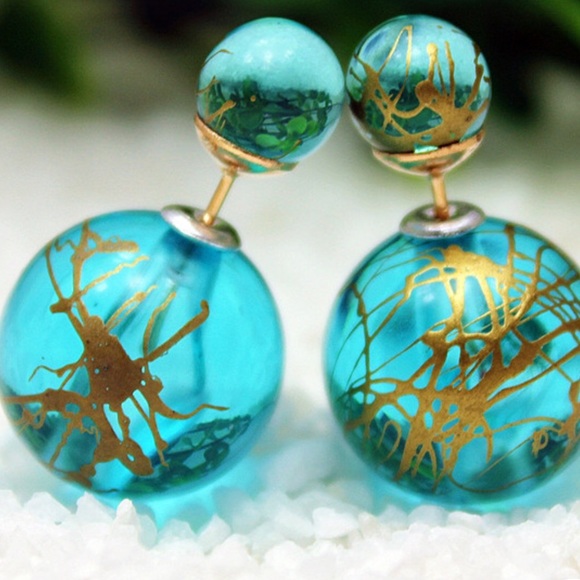 Jewelry - Aqua Blue Double sided earrings
