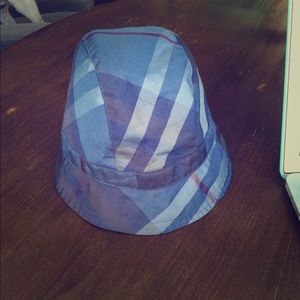 Adorable Burberry purple plaid check rain hat