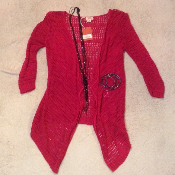 ⛔️SOLD⛔️ See through hot pink cardigan - Picture 1 of 2