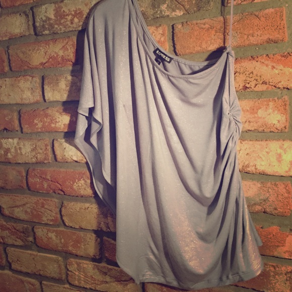 Express Tops - Express! So sexy! Grey shimmer one sleeve top