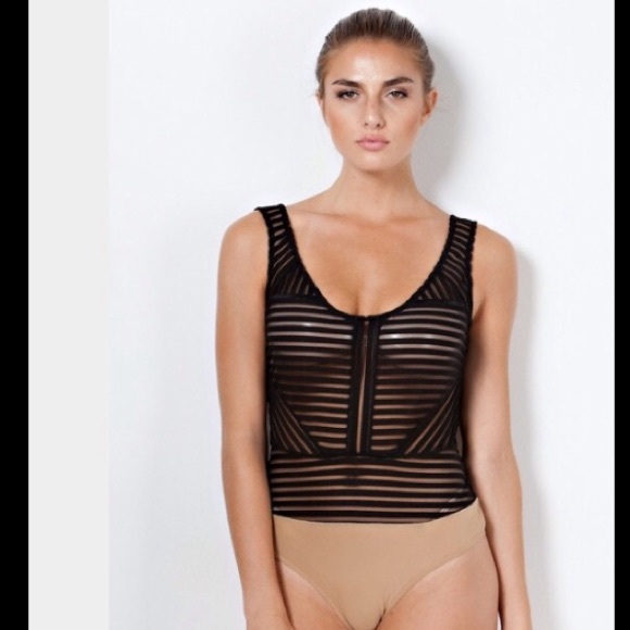 SOLD! Sheer black contoured body suit