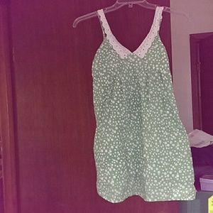 Green polka dots summer dress