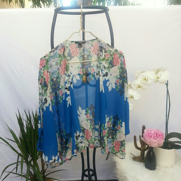 F21 Floral Print Shawl Cardigan