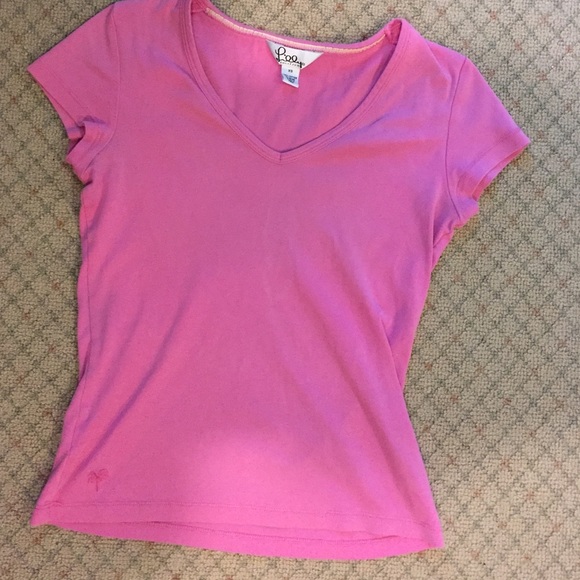 Pink cotton Lilly Pulitzer V-neck top XS