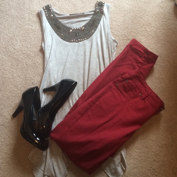 INC Denim Red Skinny Jeans