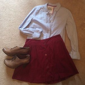 Forever 21 Red Corduroy Preppy Skirt