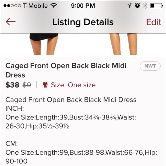 SOLD OUT!!!!Caged Front Open Back Black Midi Dress - Picture 2 of 2
