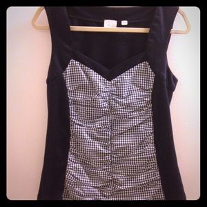 Anthropologie Gingham navy blue top